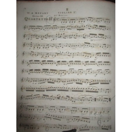 Mozart, Opéra 10, 6 Quartetto et 8 Quintetto, 1807, éditeur Jean-Jérôme Imbault, Oeuvres choisies de Mozart - partitions musique
