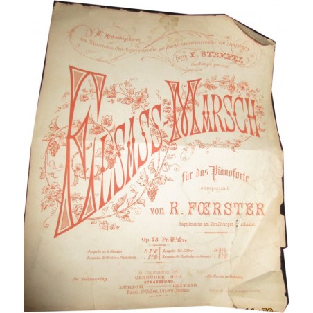 Elsass-Marsch, Marche alsacienne, R. Foerster, partition de musique, Alsace Lorraine