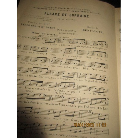 Partition Alsace Lorraine, Villemer Nazet, Ben Tayoux - chant patriotique, libération Alsace Lorraine,  partition de musique,