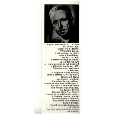 Les années d'illusion, A.J. Cronin, 1977 - jeune homme ambitieux, vocation de médecin, écrivain écossais