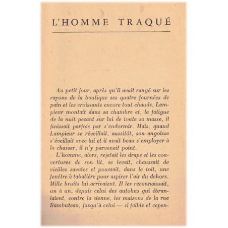 L'homme traqué, Francis Carco, 1941 - crime, marginalité 1920, roman d'amour