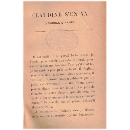 Claudine s'en va, Willy et Colette, 1903 - épouse soumise 1900, société 1900, roman