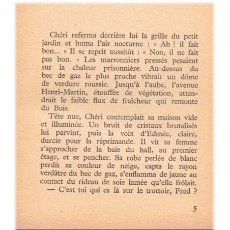 La fin de Chéri, Colette, 1960 - nostalgie, roman