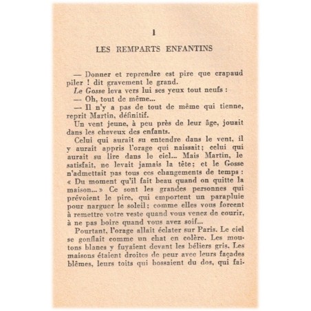 Les innocents de Paris, Gilbert Cesbron, 1956 - enfants pauvres de Paris 1920, jardins ouvriers