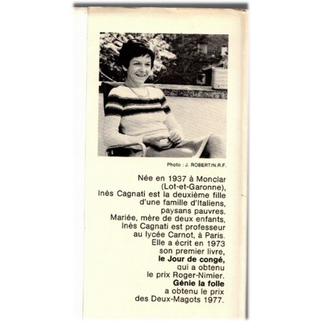 Génie la folle, Inès Cagnati, 1976 - domestique agricole, amour filial, roman français