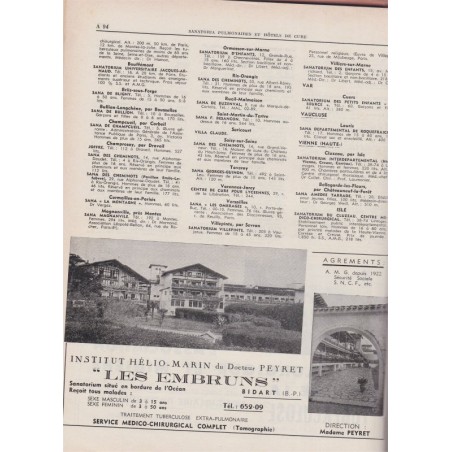 Guide médical de France 1958, annuaire médecins, sanatoriums, préventoriums, santé, médecine,