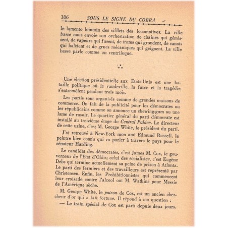 Sous le signe du Cobra, mes souvenirs de globe trotter, Maurice Dekobra, 1931 - Années 1920, prohibition, Etats-Unis,