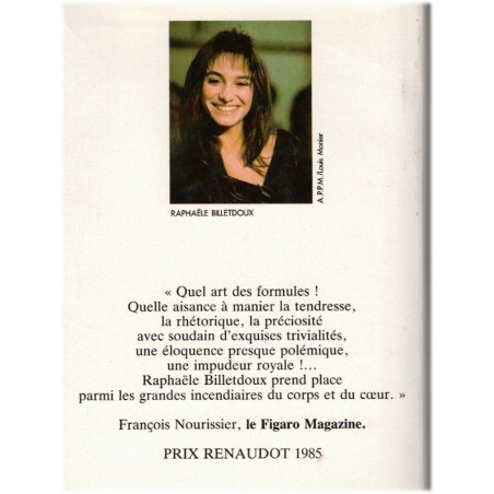 Mes nuits sont plus belles que vos jours, Raphaële Billetdoux, 1986 - rencontre amoureuse