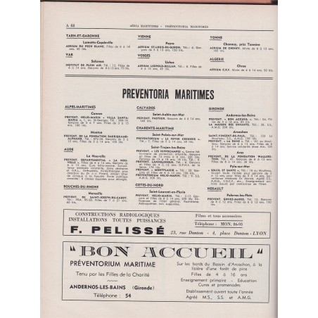 Guide médical de France 1958, annuaire médecins, sanatoriums, préventoriums, santé, médecine,