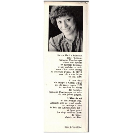 L'allée du roi, Françoise Chandernagor, 1982 - roman historique, Louis XIV, biographie Françoise d'Aubigné