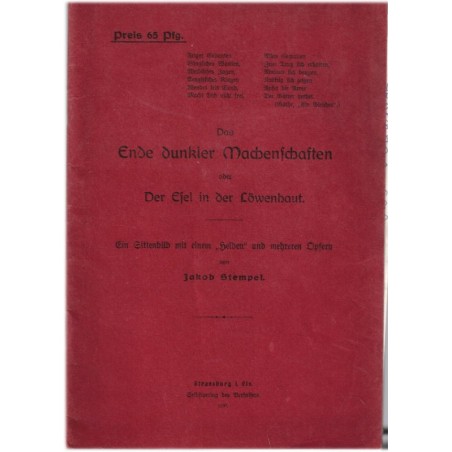 Das Ende dunkler Machenschaften, oder der Esel in der Löwenhaut, Jakob Stempel, 1907 - alsatiques