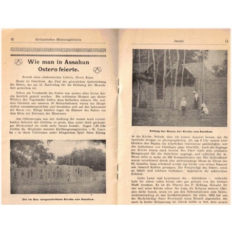 Missions africaines Haguenau, Afrikanisches Missions Glöcklein, Januar 1939  - alsatiques, missionnaire Afrique