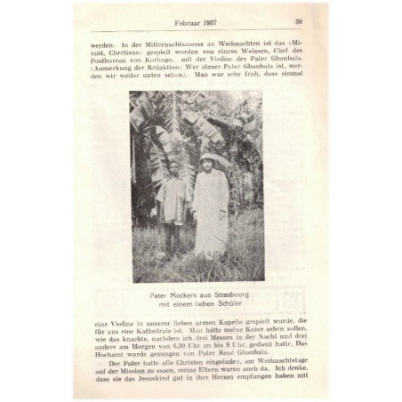 Missions africaines Haguenau, Afrikanisches Missions Glöcklein, Februar 1937  - alsatiques, missionnaire Afrique