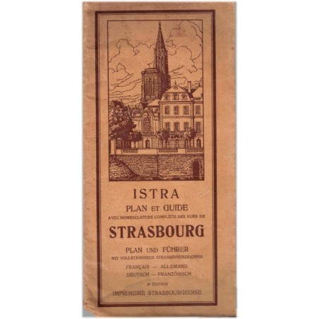 Plan et guide de Strasbourg Istra, 1950 - tramway, commerces strasbourgeois