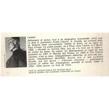Saga, André Druelle, 1972 - poète paysan, roman du terroir, Loiret