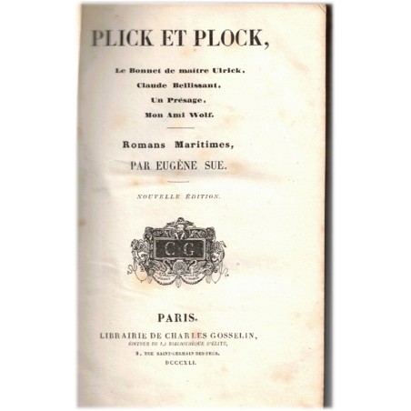 Plick et Plock, romans maritimes, Eugène Sue, 1841 - marins, mer