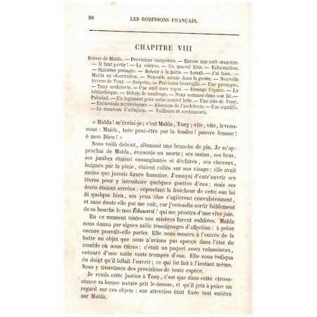 Les Robinsons français ou la Nouvelle-Calédonie, Morlent, 1861 - naufragé en mer, tribus indigènes, océan Pacifique, ethnologie,