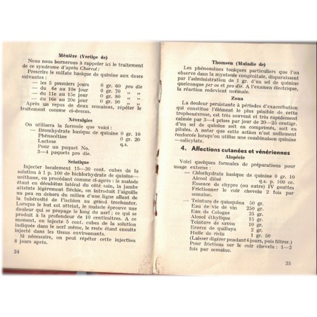 Formulaire de la quinine, Cinchona Institut Amsterdam 1938 -  manuels de pharmacologie, laboratoire pharmaceutique