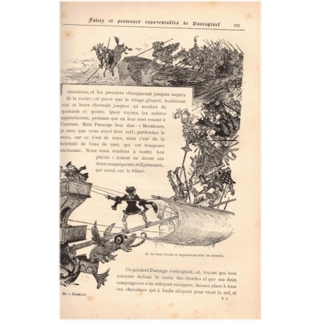 Oeuvres de Rabelais T1 , illustré par Robida , 1880 - satire, roman satirique, littérature XVIe siècle