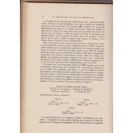 Le métabolisme de base, physiologie et pathologie, Terroine et Zunz, 1925 - problèmes biologiques, manuels de Biologie