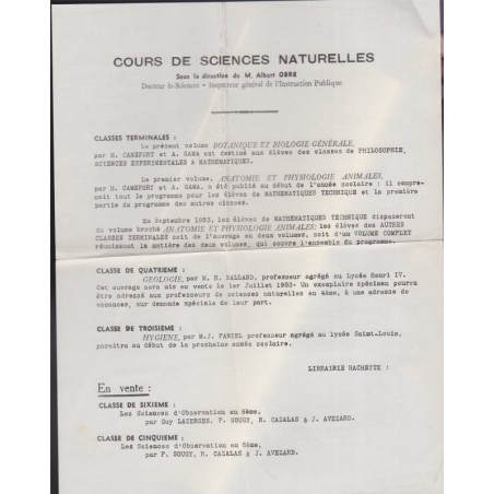 Botanique, Biologie générale, bac 2e partie, Camefort Gama, 1953 - Cours Obré, manuels sciences naturelles, botanique, biologie