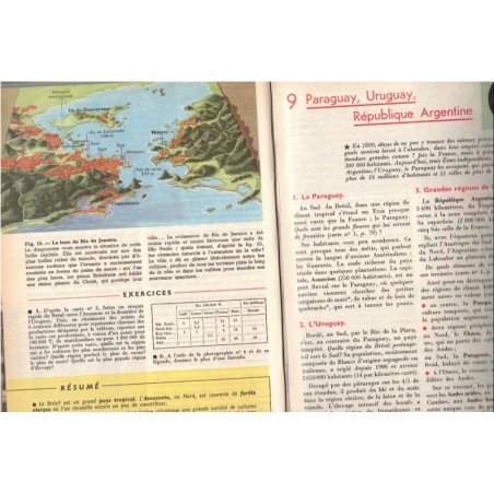 Le Monde moins l'Europe et l'U.R.S.S., classe de 5e, Perpillou et Pernet, 1959 - manuels de géographie