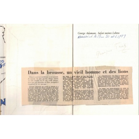 Safari meines Lebens, George Adamson, 1969 - Tiere, wild animals, fauves, braconnage, chasse, réserve Kenya, animaux sauvages
