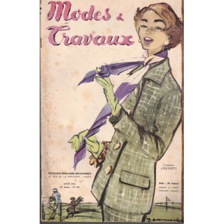 Modes et Travaux août 1953 n°632,  Edouard Boucherit,  - mode 1950, vintage, magazines mode, couture, tricot