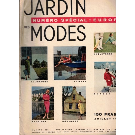 Jardin des modes 1957 Juillet N°427 Spécial Europe - mode européenne 1950, vintage, magazines mode