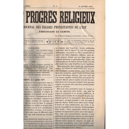 Le Progrès Religieux, année 1877, journal des Eglises protestantes - alsatiques, journaux, protestantisme