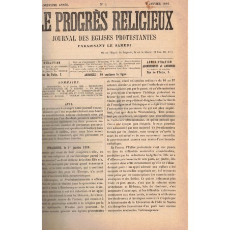 Le Progrès Religieux, année 1886, journal des Eglises protestantes - alsatiques, journaux, protestantisme