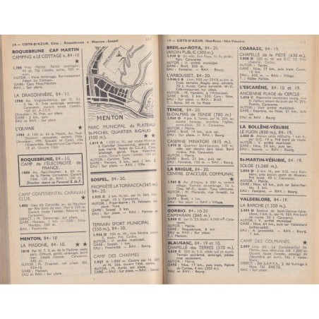 Guide camping 1955, guide Susse, Côte d'Azur, Corse, Alpes, Bourgogne