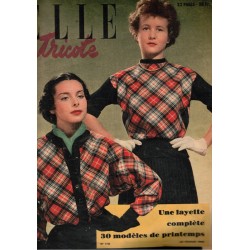 Elle tricote, 28 février 1949 - cinéma, mode 1950, vintage, magazine Elle, tricot, Jean Gabin, Madeleine Robinson