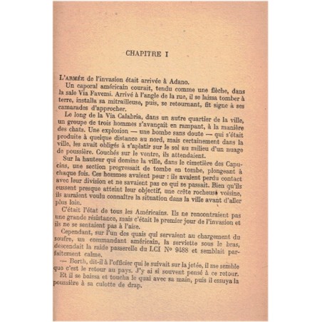 Une cloche pour Adano, John Hersey, 1957 - Sicile, administration Alliée en Italie, 2e guerre mondiale,
