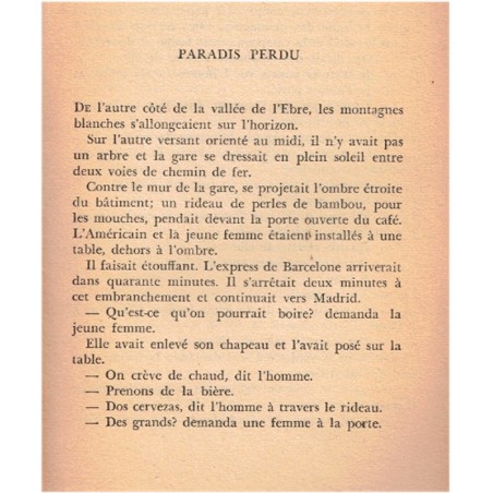 Paradis Perdu, suivi de La Cinquième Colonne, Ernest Hemingway, 1958 -