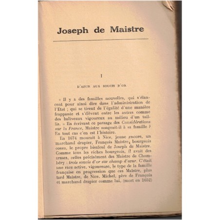 Joseph de Maistre, René Johannet, 1932 - contre-révolutionnaire, révolution 1789, monarchiste, biographie