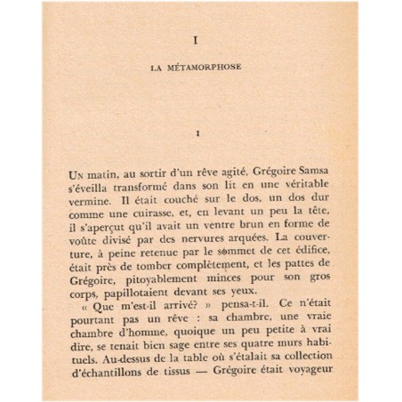 La métamorphose, Frank Kafka, 1962 - littérature fantastique
