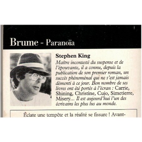 Brume paranoïa, Stephen King, 1995 - suspense, frayeur, fantastique