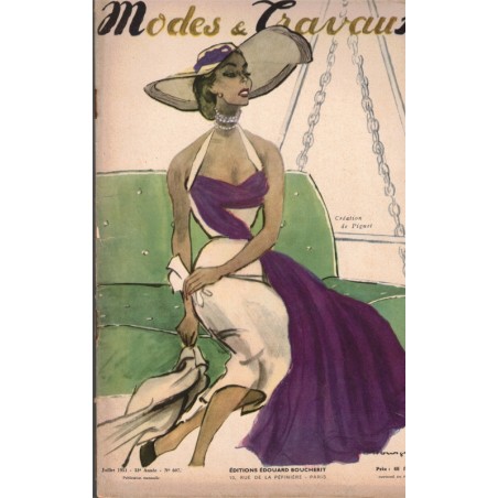 Modes et Travaux juillet 1951 n°607,  Edouard Boucherit,  - mode 1950, vintage, magazines mode, couture, tricot