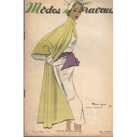 Modes et Travaux août 1950 N°596,  Edouard Boucherit,  - mode 1950, vintage, magazines mode, couture, tricot