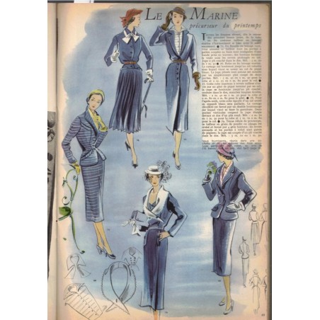 Modes et Travaux mars 1951 N°603,  Edouard Boucherit,  - mode 1950, vintage, magazines mode, couture, tricot