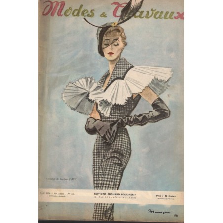 Modes et Travaux avril 1950 N°592,  Edouard Boucherit,  - mode 1950, vintage, magazines mode, couture, tricot