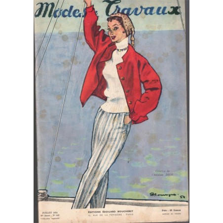 Modes et Travaux juillet 1954 N°643,  Edouard Boucherit,  - mode 1950, vintage, magazines mode, couture, tricot