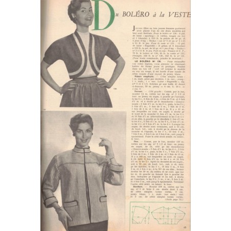 Modes et Travaux juillet 1954 N°643,  Edouard Boucherit,  - mode 1950, vintage, magazines mode, couture, tricot