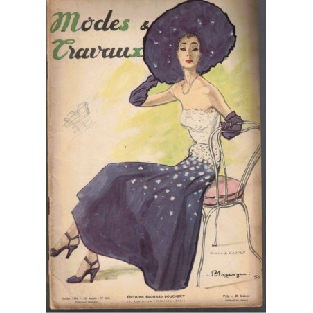 Modes et Travaux juillet 1950 N°595,  Edouard Boucherit,  - mode 1950, vintage, magazines mode, couture, tricot