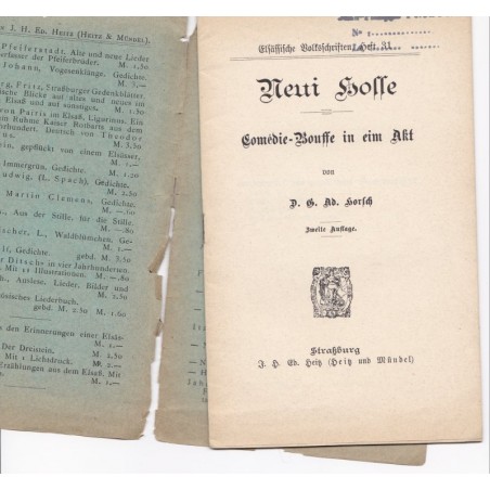 Théâtre alsacien, Neui Hoffe,  von Ab. Horsch - théâtre alsacien, dialecte alsacien,