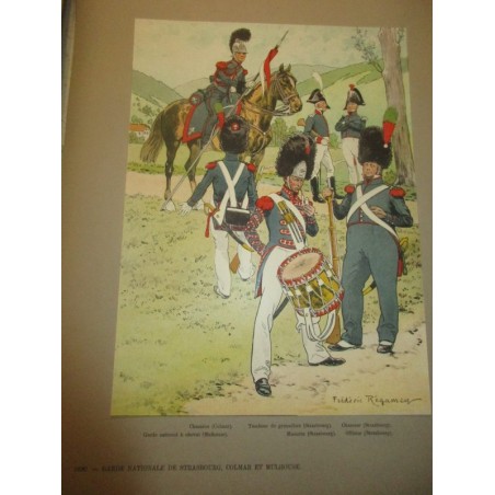 88 planches, Les garnisons d'Alsace au 19e siècle, Fritz Kieffer, 1911 - uniformes militaires , gravures, armée,