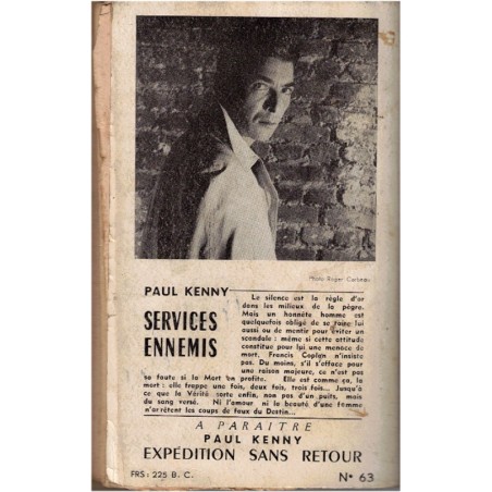 Services ennemis, Paul Kenny, 1955 - espionnage, Fleuve Noir, polar, roman policier,