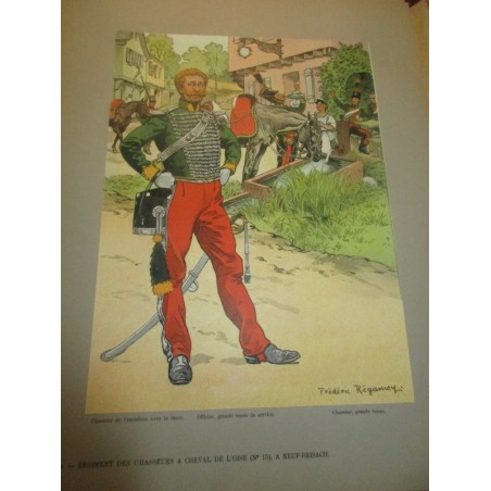 88 planches, Les garnisons d'Alsace au 19e siècle, Fritz Kieffer, 1911 - uniformes militaires , gravures, armée,