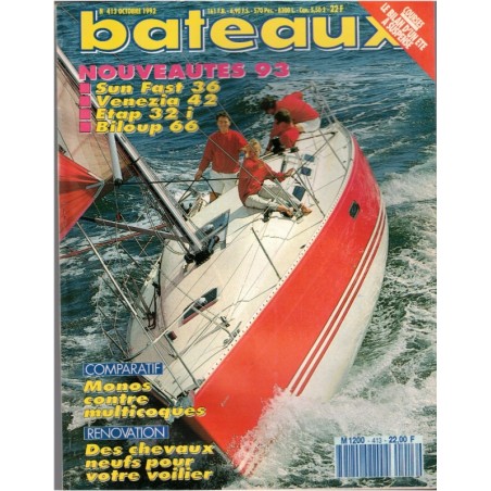 Revue Bateaux 1992 octobre N°413 - marine, navigation, bateaux, voiliers, anciens magazines,